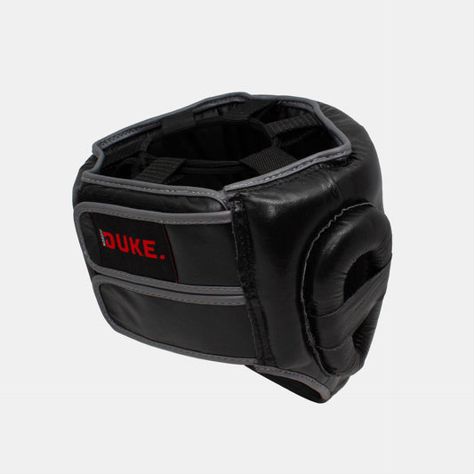 Kevyt ja kestävä, - Aitoa nahkaa, kaksi kokoa (S/M ja L/XL), poskisuojilla, velcro-kiinnitys takana, jossa hyvä säädettävyys. kuva takaa