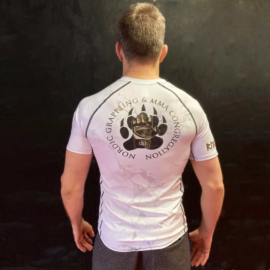 Rurik FG Lyhythihainen "Grappling" Rashguard, Marmori/Valkoinen