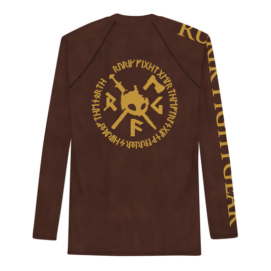 Rurik fg nogi bjj rash guard pitkähihainen treenipaita ja ottelupaita ruskea kuva takaa