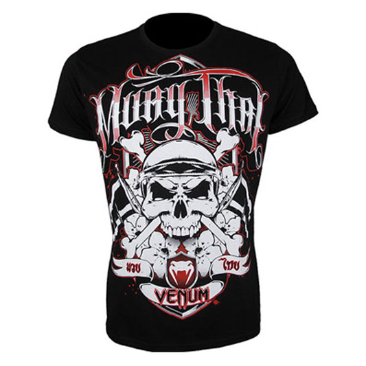Venum muay thai klassinen t-paita kuvattuna edestä. Upea skull design, pt-combat.fi kaupasta