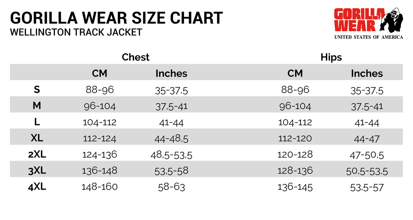 Wellington Track Jacket takki värissä khaki. Kokotaulukko