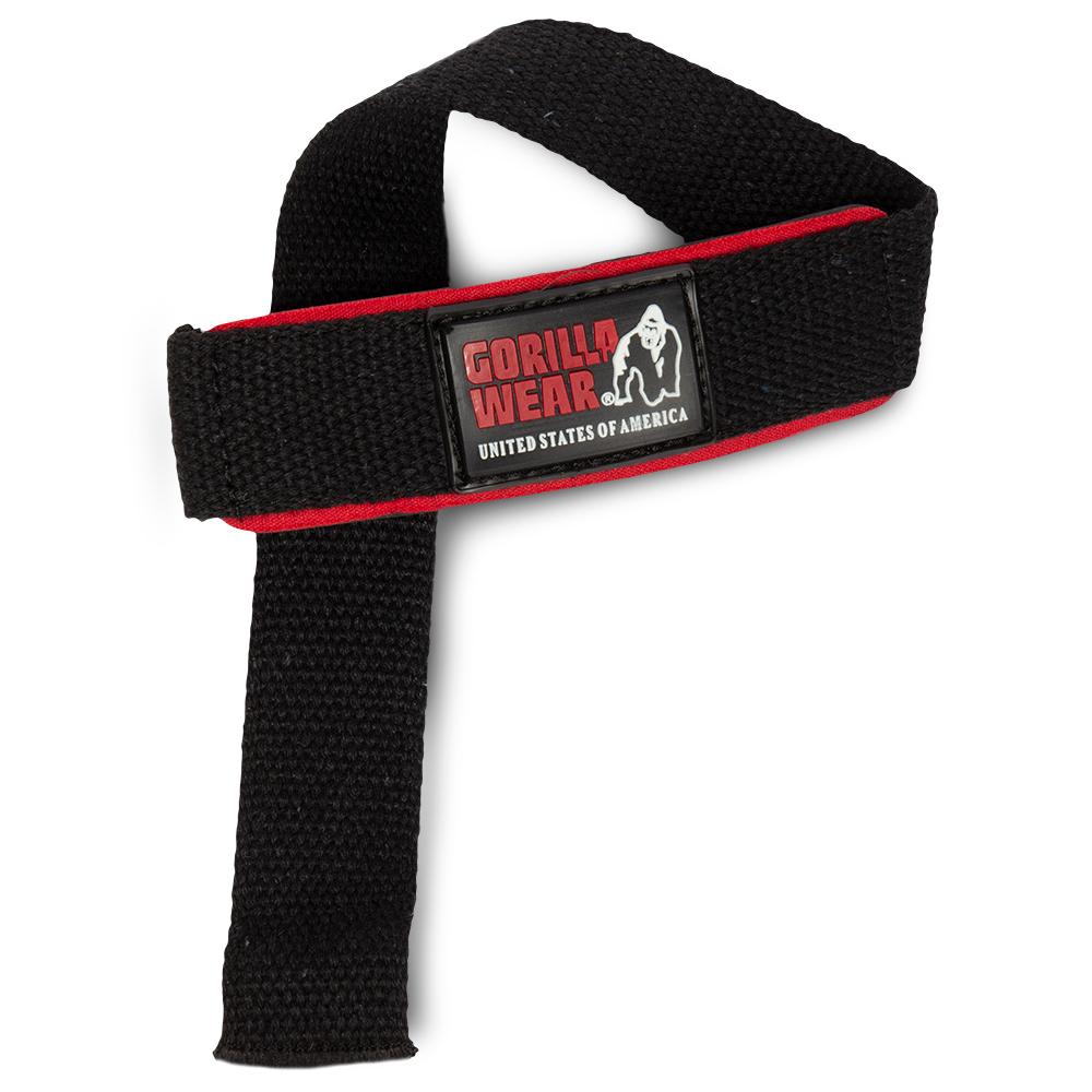 GORILLA WEAR PADDED LIFTING STRAPS - MUSTA/PUNAINEN