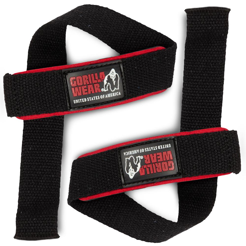 GORILLA WEAR PADDED LIFTING STRAPS - MUSTA/PUNAINEN