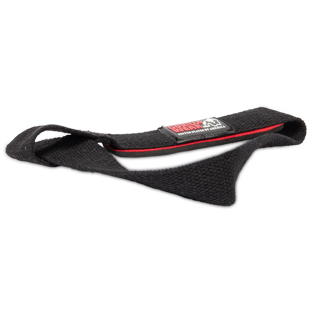 GORILLA WEAR PADDED LIFTING STRAPS - MUSTA/PUNAINEN