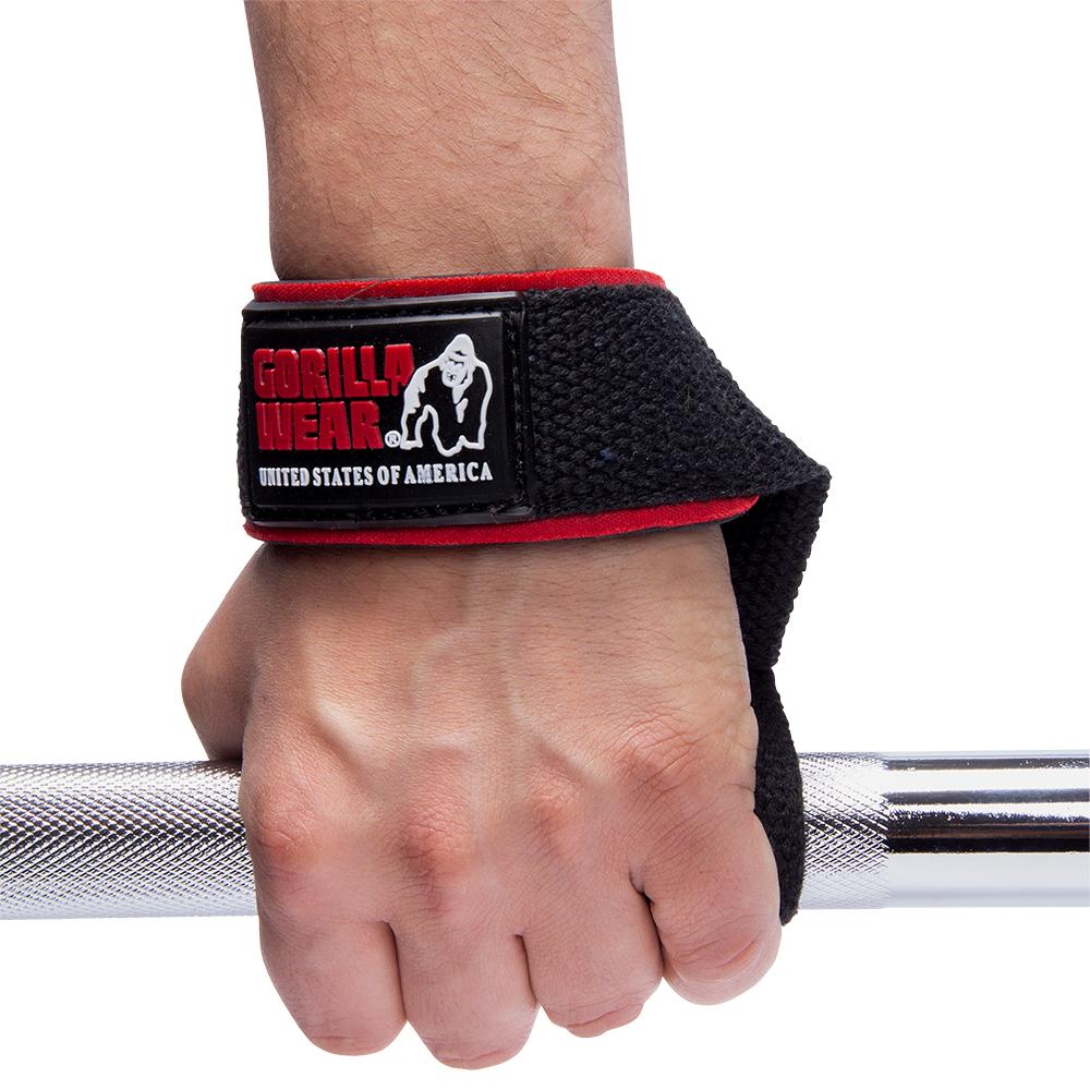 GORILLA WEAR PADDED LIFTING STRAPS - MUSTA/PUNAINEN