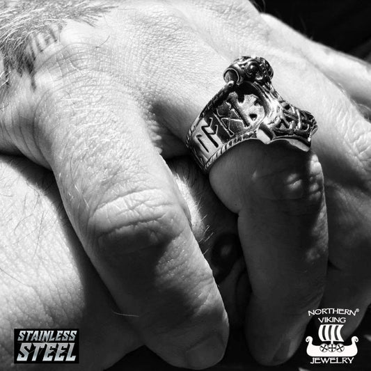 Northern Viking Jewelry®-Sormus "Riimu Thorin Vasara"