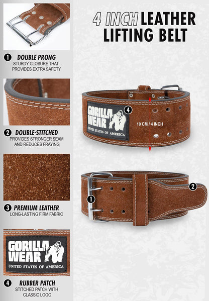 Gorilla Wear 4-inch Leather Lifting Belt RUSKEA