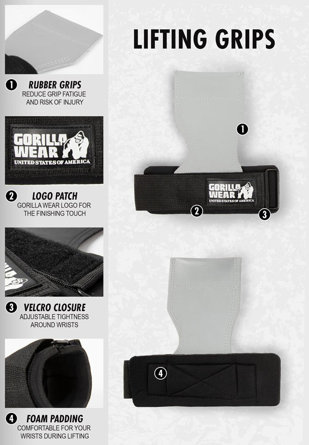 GORILLA WEAR Lifting Grips PUNAINEN