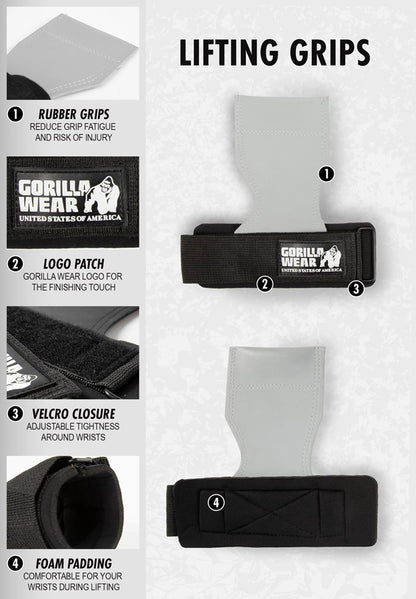 GORILLA WEAR Lifting Grips PUNAINEN