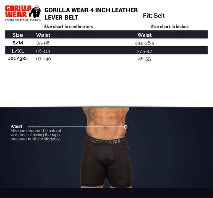 Gorilla Wear 4" Leather Lever Belt - Ruskea