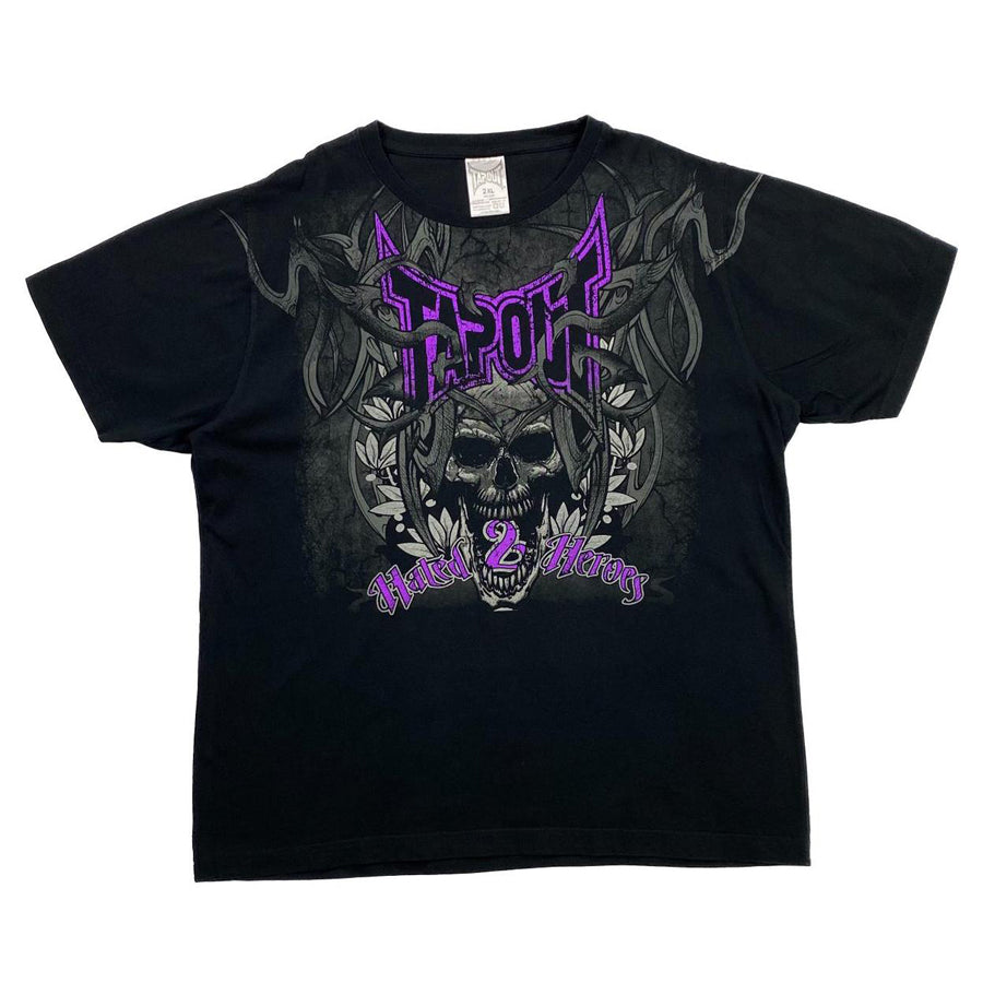TapouT- Hated 2 Heroes t-paita UFC vintage paita skull kallo kuvio edessä, purppura violetti logo
