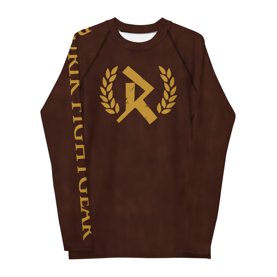 IBJJF hyväksytty rash guard ruskea RURIK FG pitkähihainen paita kuvattu edestä