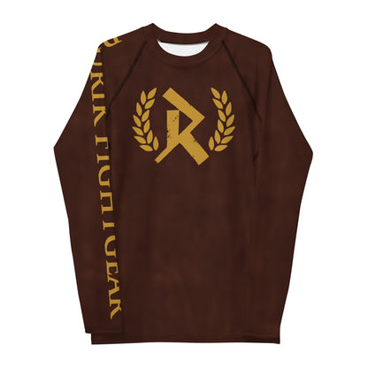 IBJJF hyväksytty rash guard ruskea RURIK FG pitkähihainen paita kuvattu edestä