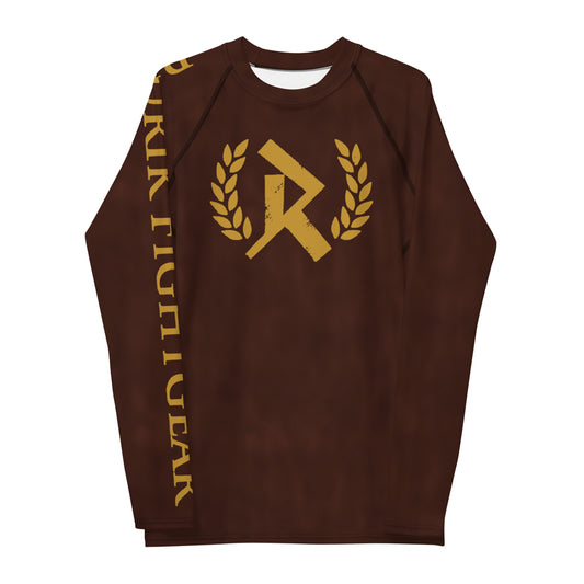IBJJF hyväksytty rash guard ruskea RURIK FG pitkähihainen paita kuvattu edestä