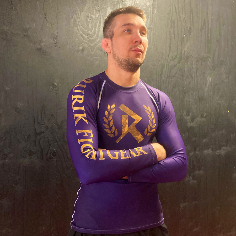 Rurik fg nogi bjj rash guard pitkähihainen treenipaita ja ottelupaita purppura violetti pronssi henri lintula