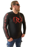 Rurik fg nogi bjj rash guard pitkähihainen treenipaita ja ottelupaita musta punainen edestä