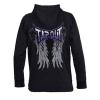 TapouT- Spirit Hoodie upea naisten huppari jossa siivet selässä. Winged hoodie musta kuvattu takaa. Kaunis siipi painatus.