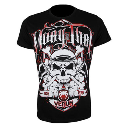 Venum muay thai klassinen t-paita kuvattuna edestä. Upea skull design, pt-combat.fi kaupasta