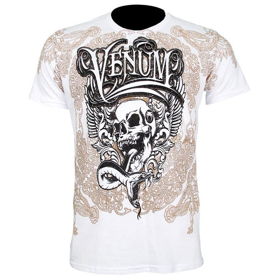 Ajaton klassikko; tämä t-paita yhdistää Venumin ikonisen tyylin ja huippulaadun! Valkoinen Venum voodoo t-paita kuvattuna edestä. Pt-combat.fi