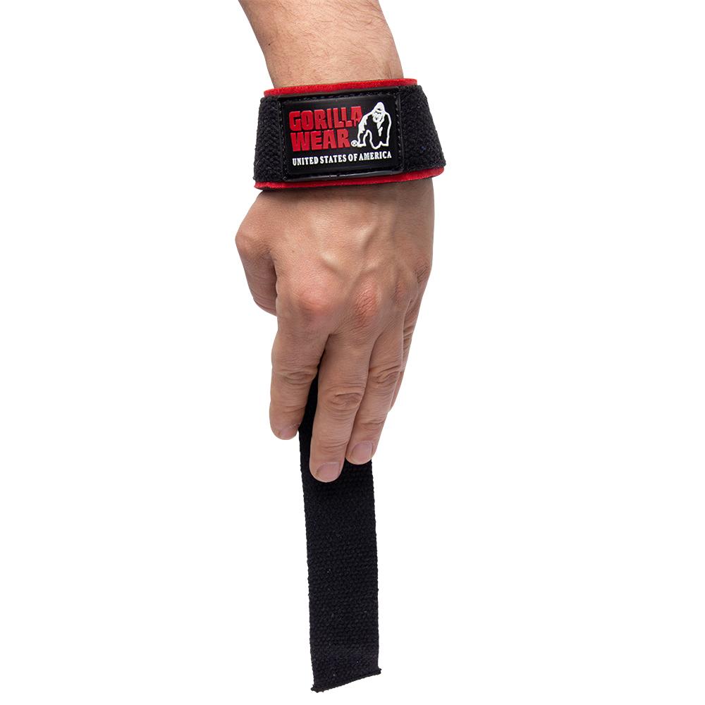 GORILLA WEAR PADDED LIFTING STRAPS - MUSTA/PUNAINEN