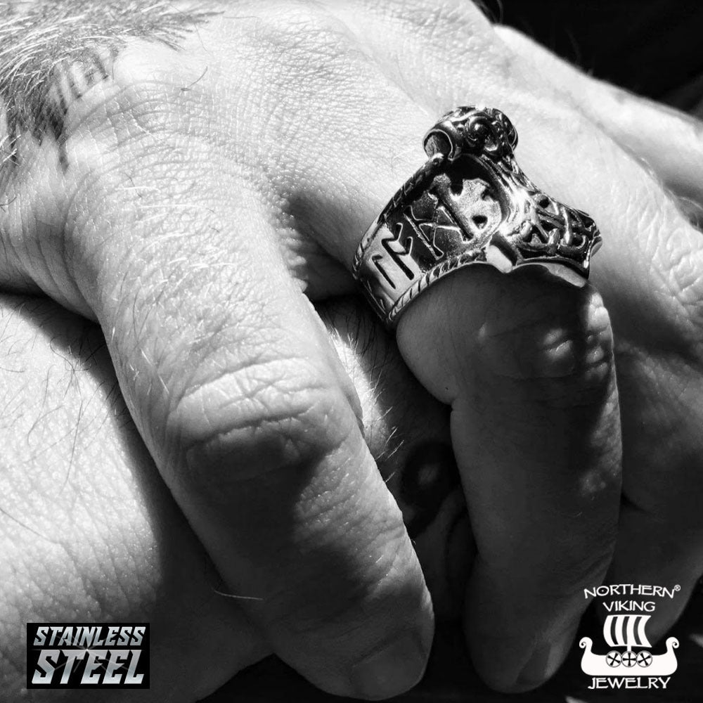 Northern Viking Jewelry®-Sormus "Riimu Thorin Vasara"